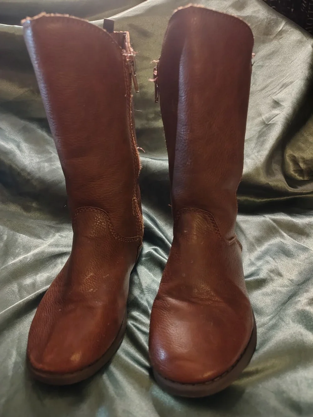 OshKosh B'gosh Girls Size 11 Brown Knee High Riding Boots Side Zip